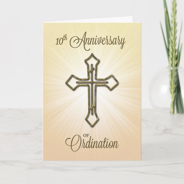 Carte 10e anniversaire de l'ordination, Croix d'or (Devant)