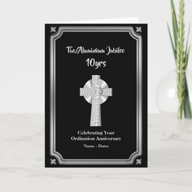 Carte 10e anniversaire d'Ordination Prêtre Tin Aluminium (Devant)