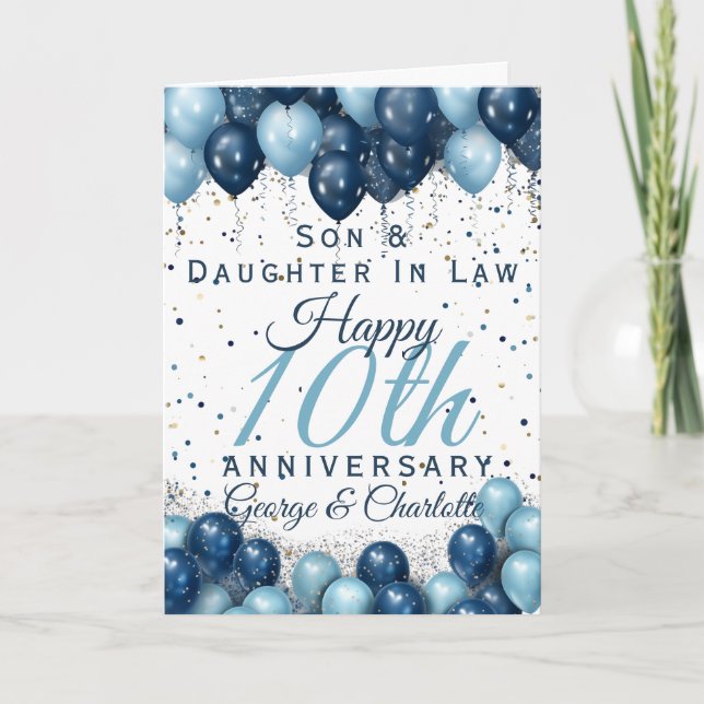 Carte 10e anniversaire du Mariage Fils fille (Devant)