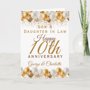 Carte 10e anniversaire du Mariage Fils fille Ballons