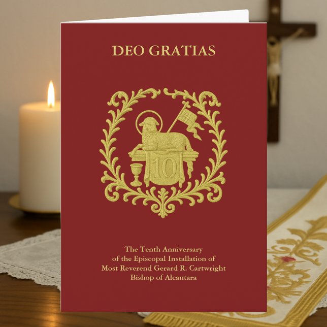 Carte 10e anniversaire épiscopal Agnus Dei Gold Evêque (Créateur téléchargé)