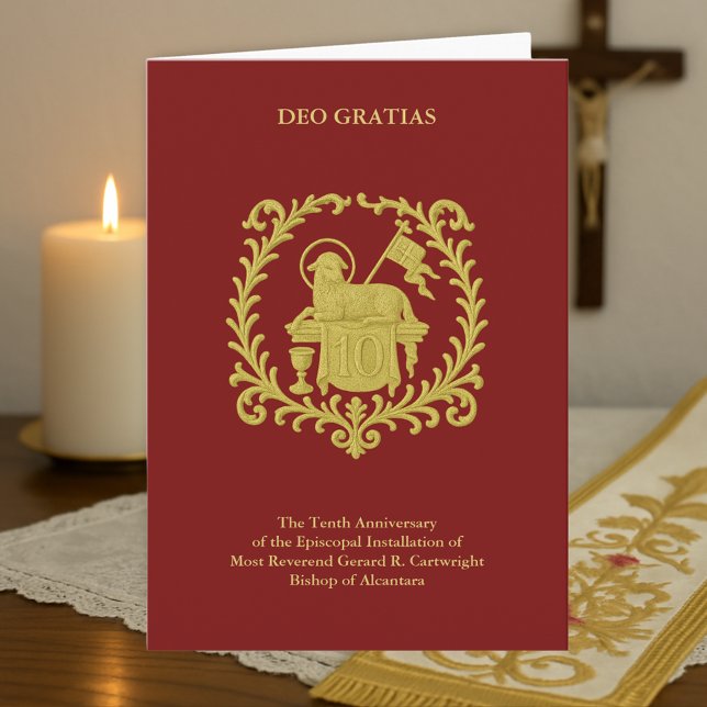 Carte 10e anniversaire épiscopal Agnus Dei Gold Evêque (Créateur téléchargé)