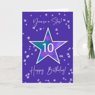 Carte 10e Anniversaire étoile brillante pour les Tweens