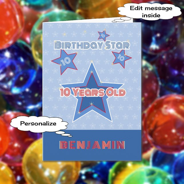 Carte 10e anniversaire étoile nom personnalisé (Créateur téléchargé)