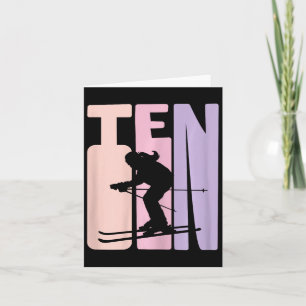 Carte 10e anniversaire Girl Retro Ski Lover Skier 10 ans