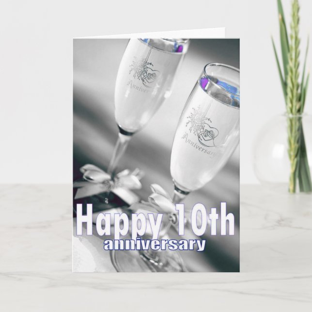Carte 10e anniversaire mariage champagne célébration (Devant)