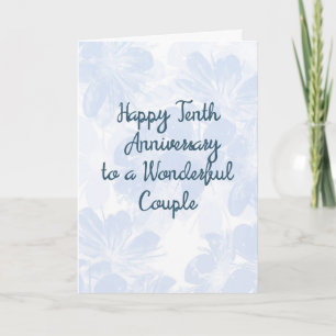 Carte 10e anniversaire Mariage Fleurs bleues