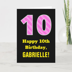 Carte 10e anniversaire : Pink Stripes and Hearts "10" + 