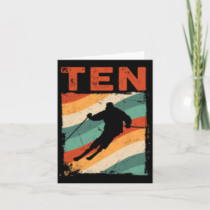 Carte 10e anniversaire Retro Ski Ski 10 ans Garçons Gi