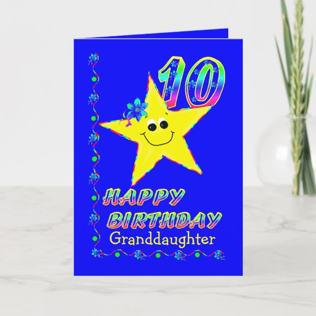 Carte 10èmes étoiles de Brithday de petite-fille (Devant)