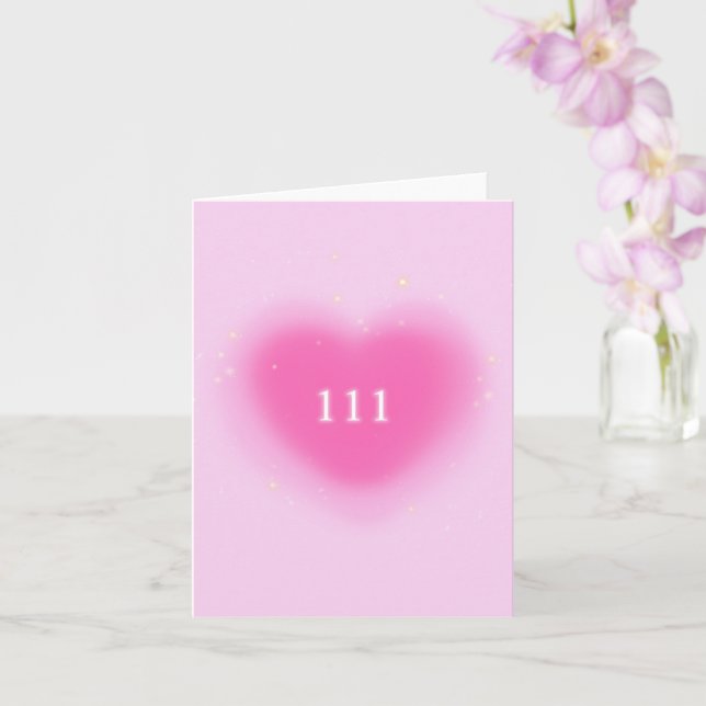Carte 111 Joli Coeur rose Angel esthétique Numéro (Orchidée)