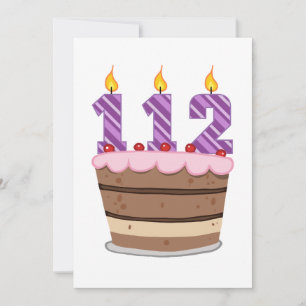 Carte 112 ans sur gâteau d'anniversaire