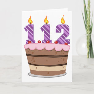 Carte 112 ans sur gâteau d'anniversaire