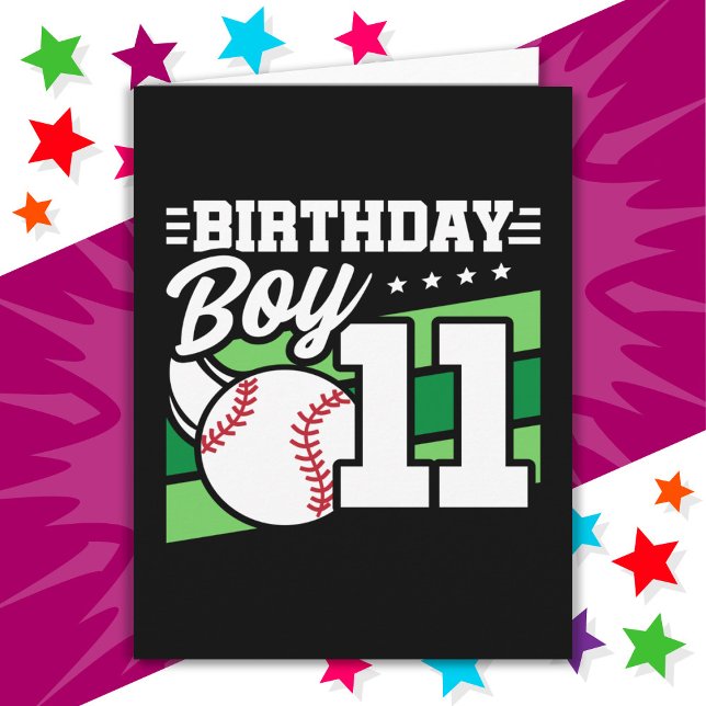Carte 11 Ans de la fête de baseball thème 11e anniversai (Créateur téléchargé)