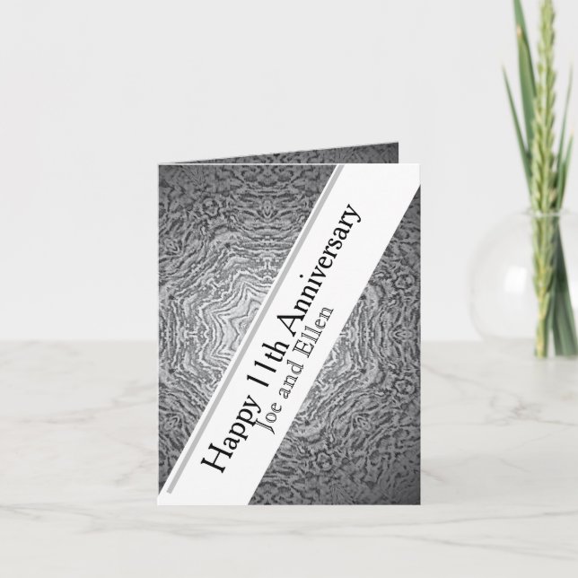 Carte 11e anniversaire Acier modifiable (Devant)