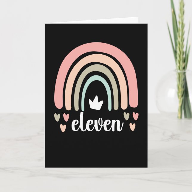 Carte 11e anniversaire Boho Rainbow Party Enfants 11 ans (Devant)