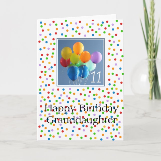 Carte 11e anniversaire de ballon heureux (Devant)