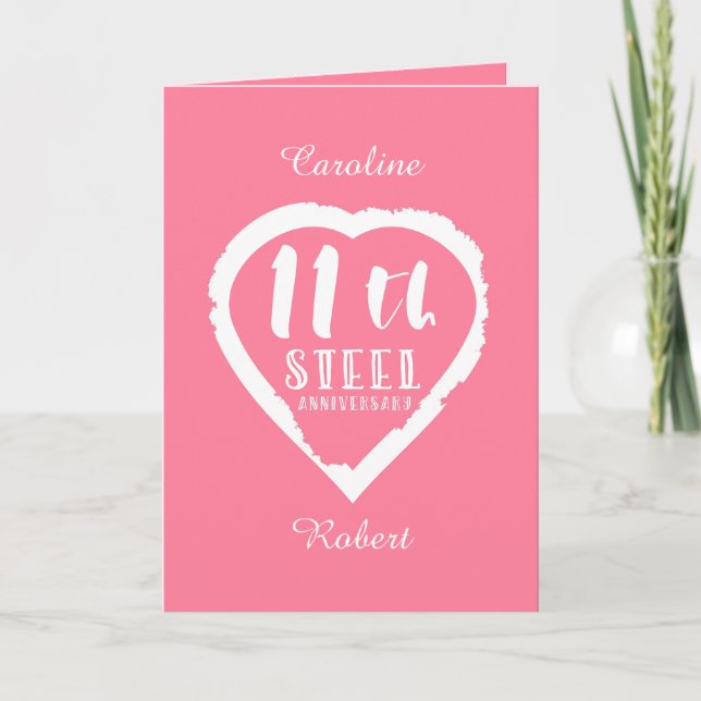 Carte 11e anniversaire de mariage coeur (Devant)