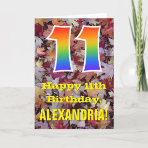 Carte 11e anniversaire; feuilles d'automne rustiques; ar