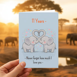 Carte 11e anniversaire Les éléphants n'oublient jamais