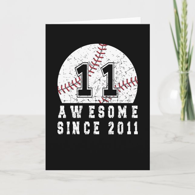 Carte 11e Anniversaire Né En 2011 Baseball Boy 11 An (Devant)