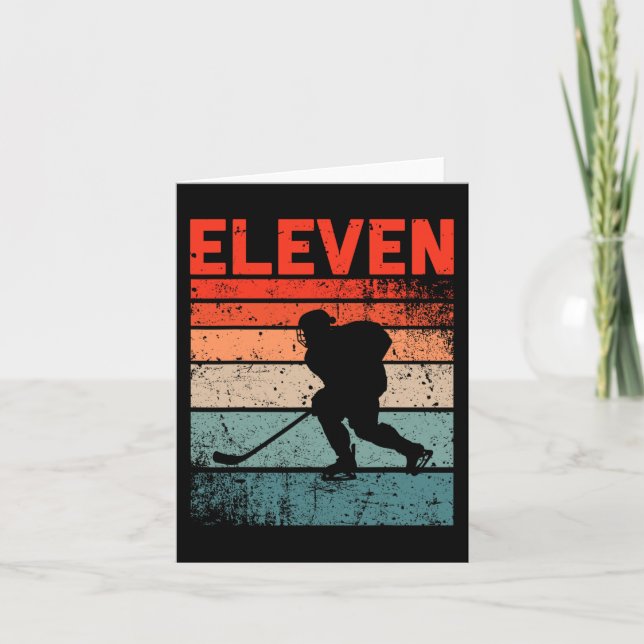 Carte 11e Anniversaire Rétro Hockey sur glace 11 ans Gar (Devant)