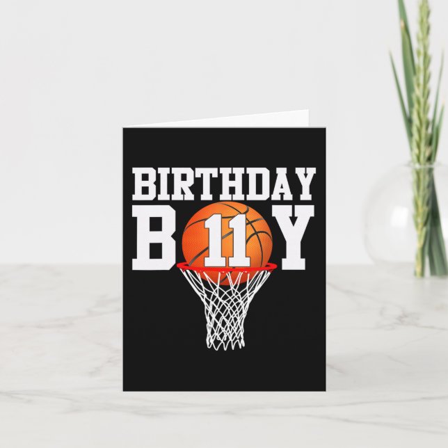 Carte 11e Anniversaire Sport 11 ans Basketball 11 Garçon (Devant)