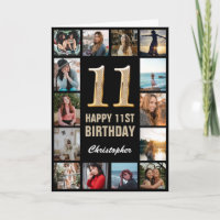 11e Joyeux Anniversaire Black and Gold Photo Colla
