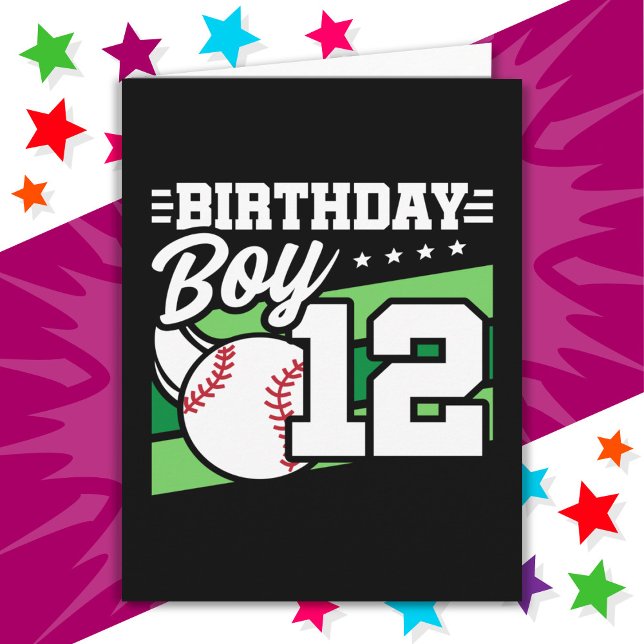 Carte 12 Ans de la fête de baseball thème 12e anniversai (Créateur téléchargé)