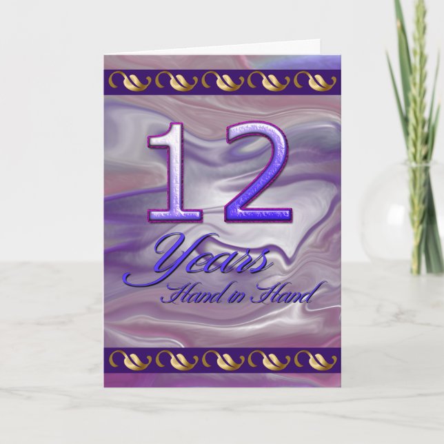 Carte 12 ans main dans la main (carte anniversaire) (Devant)