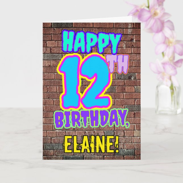 Carte 12e anniversaire - Amusant, Graffiti urbain inspir (Orchidée)