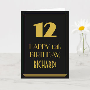Carte 12e anniversaire ~ Art Déco Inspiré Look "12" & No