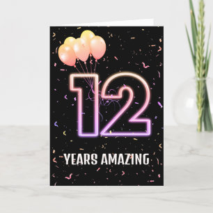 Carte 12e anniversaire Ballons et Confetti