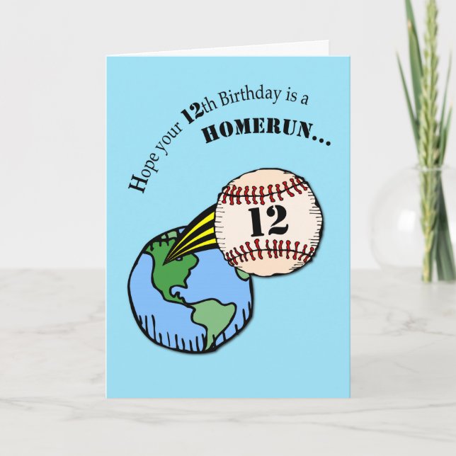 Carte 12e Anniversaire Baseball Home Run (Devant)