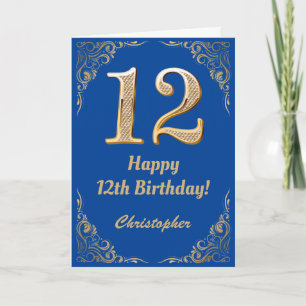 Carte 12e anniversaire Cadre Parties scintillant bleu et
