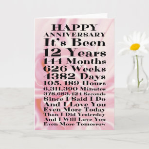 Carte 12e anniversaire du Mariage de la soie