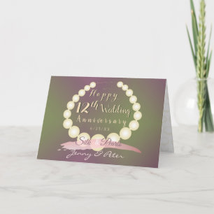 Carte 12e anniversaire du Mariage Soie et perles