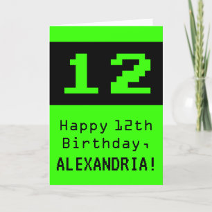 Carte 12e anniversaire : Nerdy / Geeky Style "12" et nom