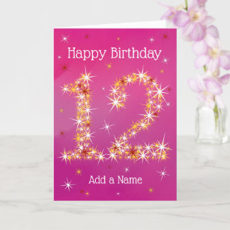 Carte 12e anniversaire - Numéro d'étoile - rose/pourpre 