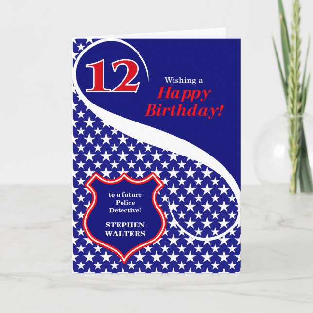 Carte 12e anniversaire Thème d'application de la loi ave (Devant)