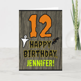 Carte 12e anniversaire : Thème Halloween éffrayant, Nom