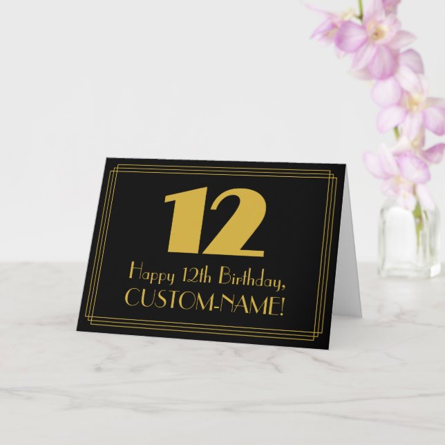 Carte 12ème anniversaire : Art Déco Inspiré Look "12" &  (Orchidée)