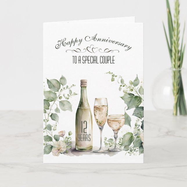 Carte 12th Wedding Anniversary Wine and Ivy   (Devant)