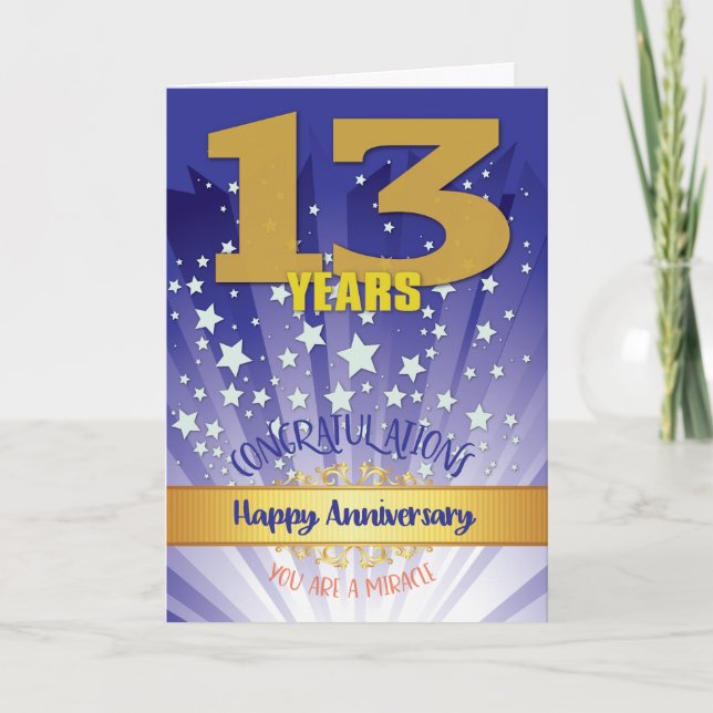Carte 13 ans de récupération Anniversaire Bold Numéros (Devant)