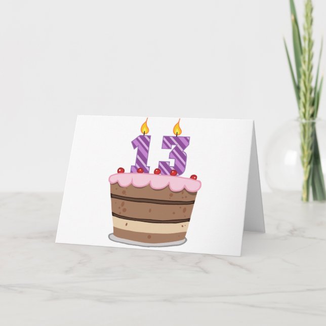 Carte 13 ans sur le gâteau d'anniversaire (Devant)