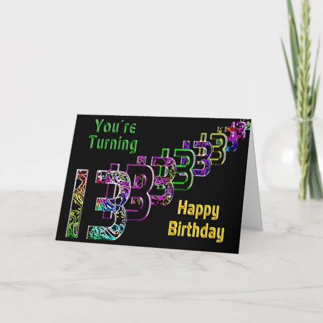 Carte 13e anniversaire -Abstraits et numéros de couleur  (Devant)