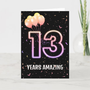 Carte 13e anniversaire Ballons et Confetti