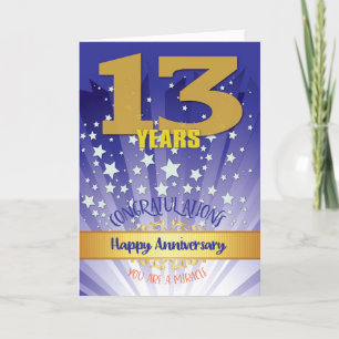 Carte 13e anniversaire de rétablissement Numéral en gras