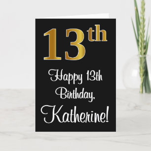 Carte 13e anniversaire ~ Elégant luxe Faux Gold Look #