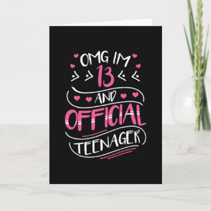 Carte 13e anniversaire fille officielle adolescent